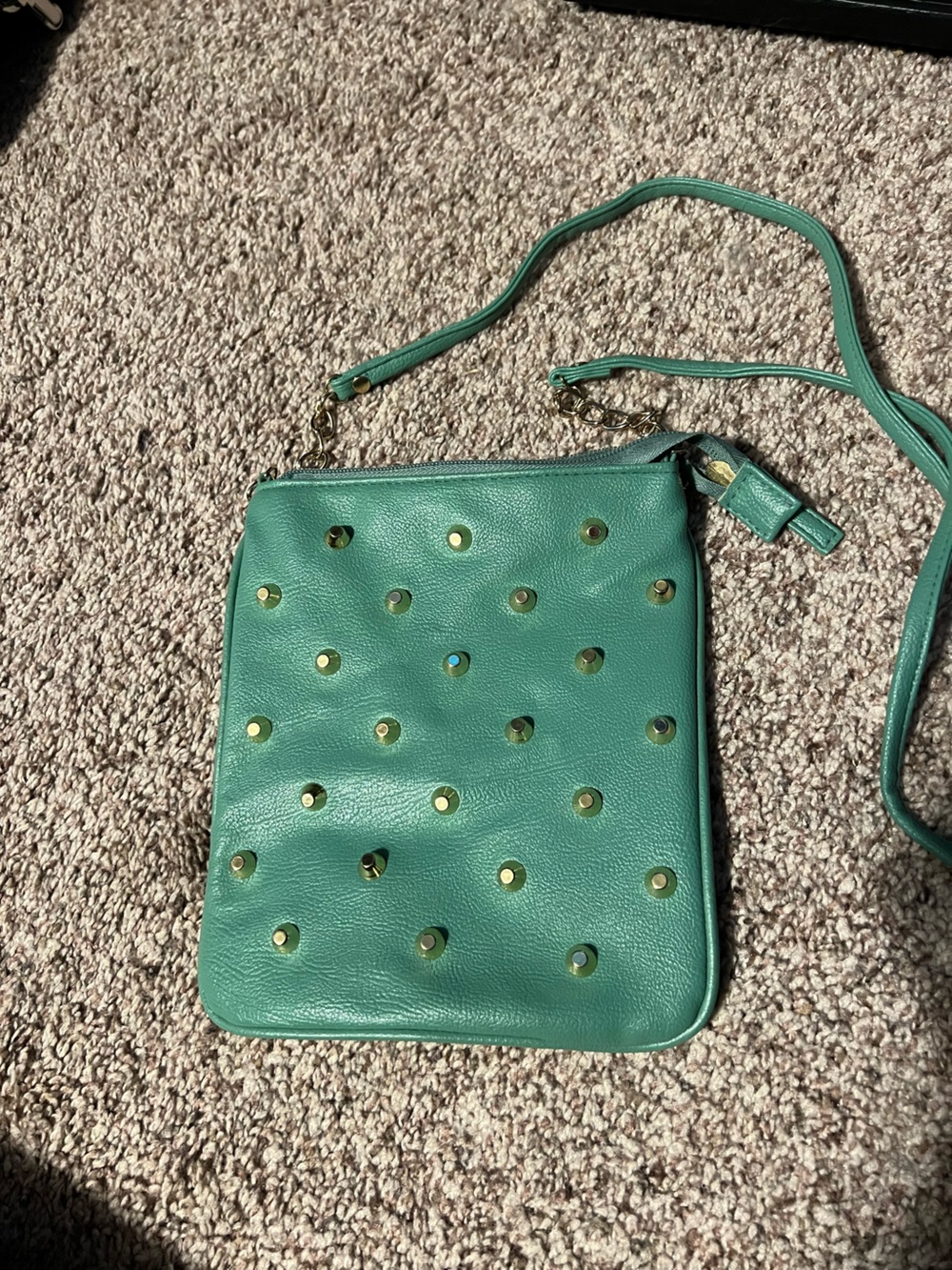 Teal Studded Crossbody Bag - Women's Shoulder Purse